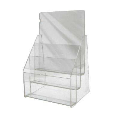 China Acrylic Clear Plastic Book Organizers Acrylic Tabletop A4 Size Brochure Magazines Display Rack for sale