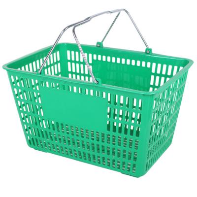 China Supermarket/store PP environmental plastic shopping basket with handle 30L wholesale logo printing for sale