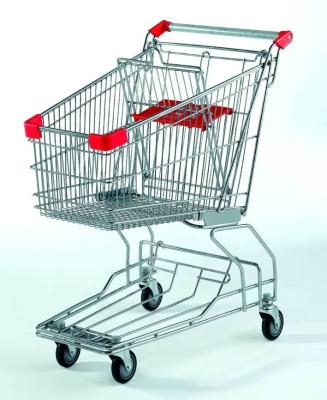 China Durable European Style Wholesales Chrome Metal Supermarket Shopping Carts Trolley With Wheels for sale