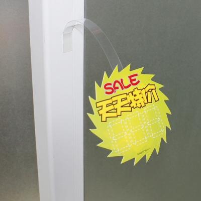 China PVC retail supermarket POP shelf sign display promotion clear transparent plastic swing wobbler strip for hanging for sale