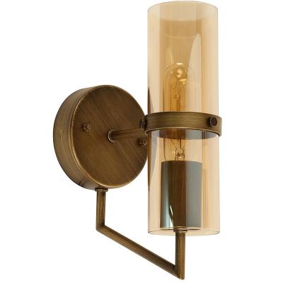 China Modern Amber Glass Funnel Wall Lighting Vintage Indoor Brass Wall Sconce Lamp Shop Home Decor Wall Mounted Decorative Light for sale