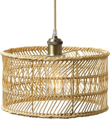 China Nature Contemporary Nordic Retro Rattan Style Chandelier Light Handmade Garden Restaurant Pendant Lamp Bamboo Lampshade for sale