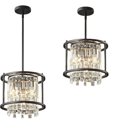 China Contemporary Small Mini Vintage Black Iron Matt Black With Candle Classic Crystal Chandelier Pendant Lights Lighting For Kitchen for sale