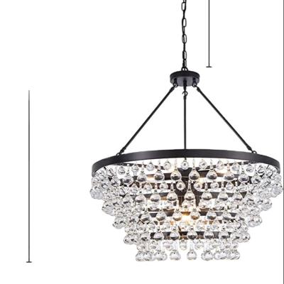 China Contemporary Crystal Beaded Chandeliers Crystal Droplets Flush Mount Rain Drop Pendant Ceiling Light For Indoor for sale