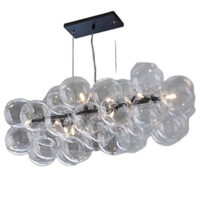 China Contemporary Wholesale Nordic Clear Glass Ball Lamp LED Globe Bubble Glass Pendant Lights For Bedroom for sale