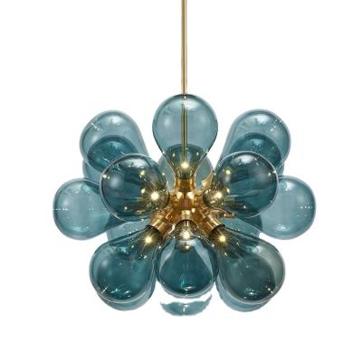 China High Quality Modern Blue Glass Size Light Handmade Elegant Pendant Light Stained Glass Chandelier With Good Prices for sale