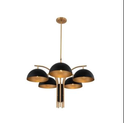 China Contemporary North Nordic Europe Lampara Colgante Black And Gold Mixed Chandelier With Shade Wrought Iron Chandelier Light for sale