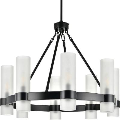 China Contemporary Modern Chandelier Lamp Restaurant Entrance Wheel Lighting Black Farmhouse Pendant Light for sale