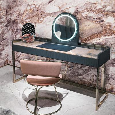 China Modern Marble Dressing Table Designs Makeup Vanity Table Set With Mirror Marble Dressing Table for sale