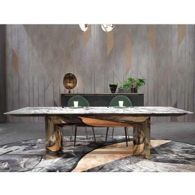 China Natural Marble Top New Type Great Price Rectangular Custom Marble Dining Tables Set Modern for sale