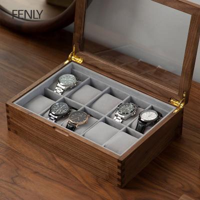 China Glass Top Men Women Watch Storage Box Watch Display Organizer Jewelry Case Storage Watch Box for sale