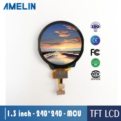 China 1.3 inch 240*240 IPS driver IC ST7789V round tft lcd display with touch screen and MCU interface AML130A2413S-CTP for sale