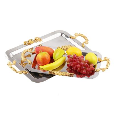 China S/M/L Size Sustainable High Quality Custom Metal Tray Middle East Style Cheap Metal Fruit Tray For Home for sale