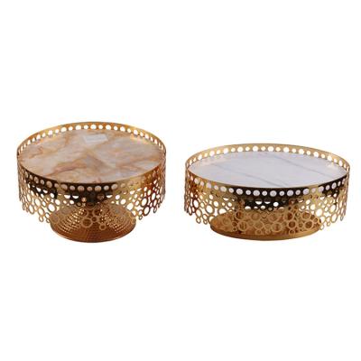 China Best Viable Selling High Quality 3 Sizes Round Metal Tray Gold and Sliver Middle Eastern Style for Home for sale