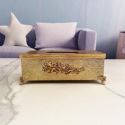 China Luxury Creative Desktop Towel Rack Storage Tissue Box Plastic Daily Metal Household Necessities Tissue Box for sale