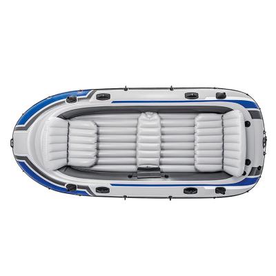 China Popular 5-6 Person PVC Aluminum Floor Kayak Inflatable Fishing Rowing Rowing Inflatable Boat for sale