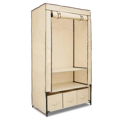 China Adjustable (Height) Assemble Fabric Wardrobe with 3 Drawers, Portable Clothes Closet Storage Organizer for sale