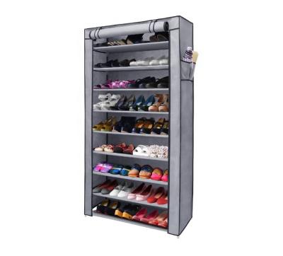 China Portable Shoe Cabinet Dustproof 45-Pairs Shoe Organizer (Height) 10-Tier Adjustable Shoe Rack with Waterproof Non-Woven Fabric Cover for sale