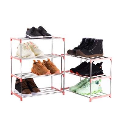 China (Size) 10tier Adjustable Plastic Shoe Rack Metal Frame DIY Shoe Storage Shelves Easy To Assemble Shoe Rack For Living Room for sale