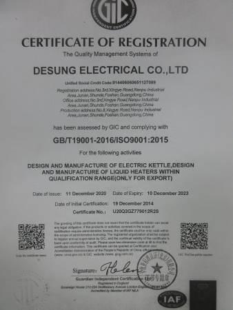 ISO9001 - Foshan City Shunde District Desung Electrical Co.,ltd.