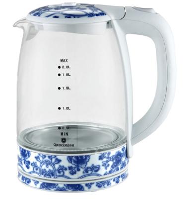 China 360 Elastic Quick Boiling Glass Lid Kettle Base 2L 220V Degree Method Interrupt LED Automatic Light Water Jug Electric Tea Kettle for sale