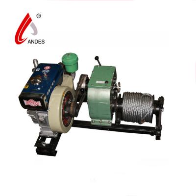 China Electric Power Construction Traction Line 3 Ton Portable Belt Driven Mechanical Diesel Engine Power Cable Pulling Winch (Wire Rope Length Can Be Customized) for sale