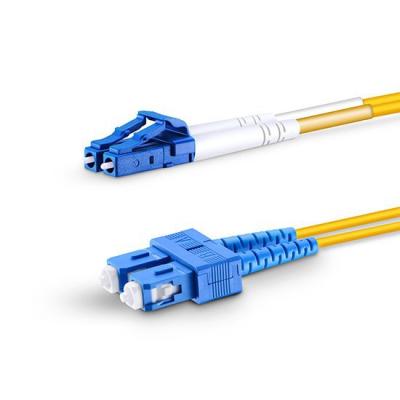 China FTTH 9/125 2.0mm lc/upc to sc/upc singlemode simplex fiber optic patch cord for sale