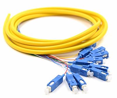 China PVC LSZH 12 core LC singlemode fanout g567 fiber optic pigtail for sale