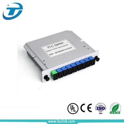 China Passive Fiber Optic Splitter 1 8 SC UPC Cassette PLC LGX Box 0.9 for sale