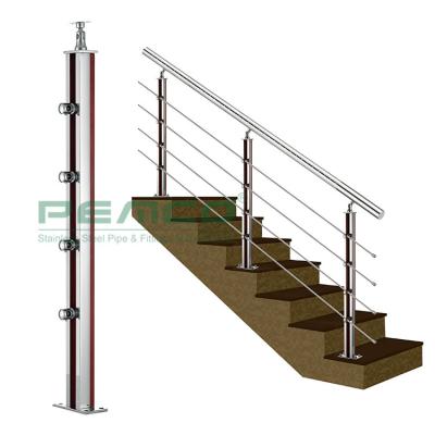 China 304/316 high quality solid wood stainless steel wood railing fencing safe and quick installation balustrade handrail for sale