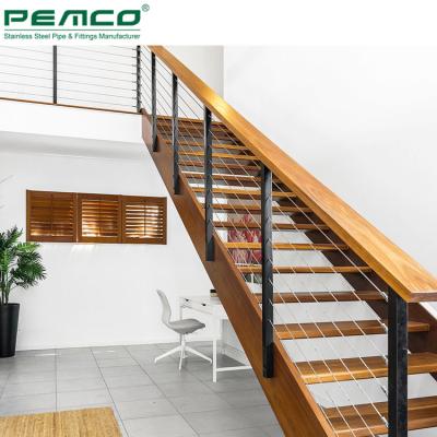 China Indoor Diy Hotel Welded Wire Railing Railing Systems Stainless Steel Stair Side Mounted Cable Rope Railing for sale