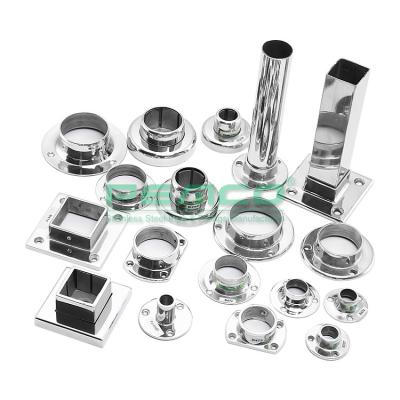 China Traditional Wholesale Stair Handrail Railing Tube Clamp Balcony Stainless Steel Post Railing Pipe Flange Fittings for sale