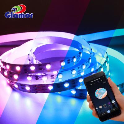 China Home/hotel/office RGB led strip 5m smart 10m 5050 smd light strip 12V 24V wifi control led strip light for sale