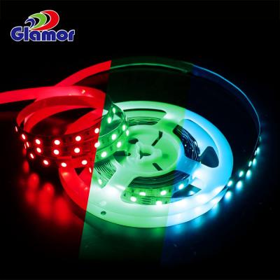 China Easy Installation RGB Led Strip 5050 Smd Led Strip 5m RGB Package 10m 9W/m 12V 24V Strip Light Strip Lighting for sale