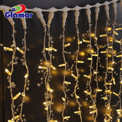 China 220-240V Outdoor Commercial Mall Decoration PVC Cable Led Fairy String Icicle Curtain Light Wholesale for sale