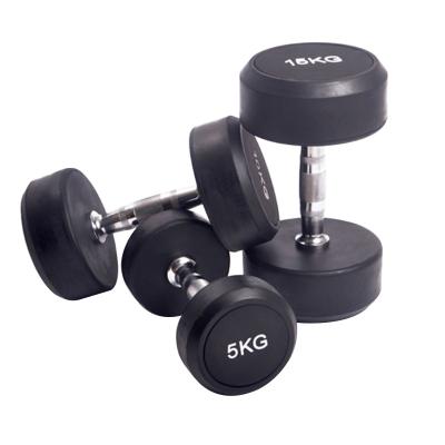 China Gym Dumbbell Difficulty Dumbbell Durable Fitness Equipment Cast Iron Round Custom Muscle Rubber Coated Main Exercise Dumbbell for sale