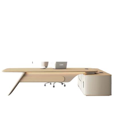 China Extendable Pure solid wood creates a high-quality desk for the Chairman's ultra long combination office desk, which is elegant and simple for sale