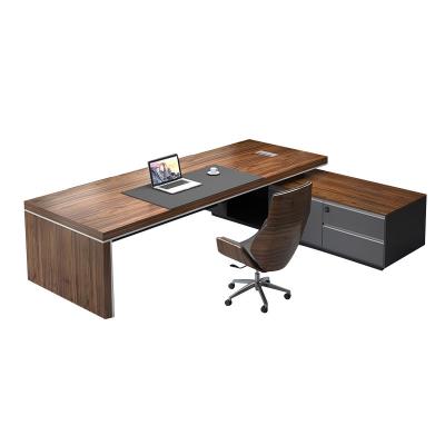 China Extendable Modern Luxury and Minimalist Style MDF Material L-shaped Boss's Office Desk with Cabinet Executive Office Desk Design for sale