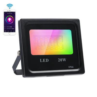 China Wifi Enabled / Tuya Smart RGBW LED Flood Lights WiFi Wireless Multi Colors 5000K Natural White Smart Led Tuya App Work With Alexa Echo for sale