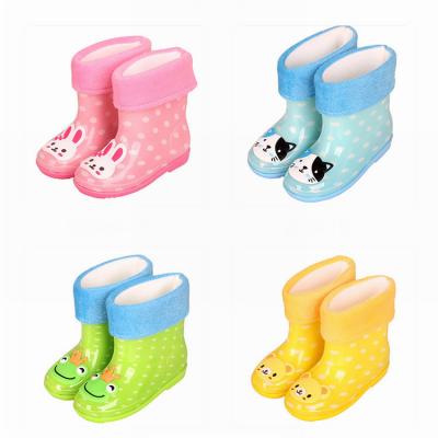 China Eco-friendly PVC rain boots for boys and girls water shoes winter rain proof rubber boots warm anti slip rain boots for sale