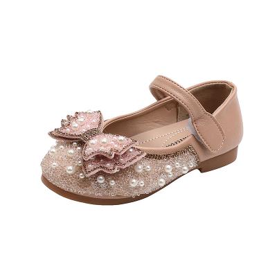 China New Arrival Anti-Smell Children's Dance Shoes Girls Little High Heels Sequined Bow-knot Decorated Leather Shoes for sale