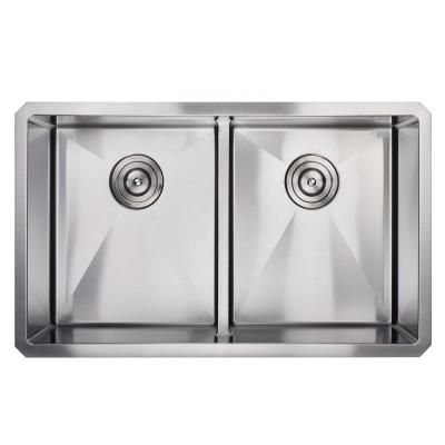 China Without Faucet North American Standard China Suppliers 304 Double Bowl Undermount Double Bowl Aqua Divide Stainless Steel Luxury Kitchen Sinks for sale