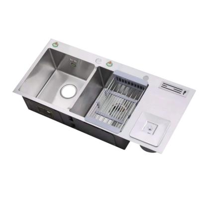 China OEM Factory Wholesale Apronless Front Double Bowl 16 Gauge 304 Stainless Steel Rectangular Kitchen Sinks for sale