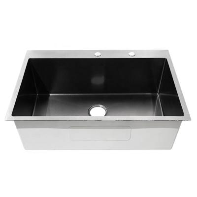 China Without tap 33in. Drop-In Top Mount Stainless Steel Single Bowl 2-Hole Kitchen Sink for sale