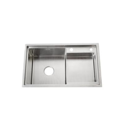 China Without Faucet Stainless Steel Sink Handmade Square Multifunctional Single Bowl Undermount Sink for sale