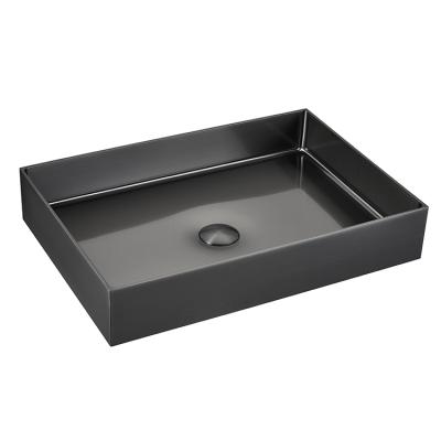 China Modern Square Countertop Stainless Steel Gunmetal Gold Color Bathroom Sink Hand Sink Matte Black Art Basin for sale