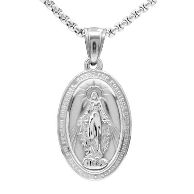 China Retro Religious Titanium Steel Hip Hop Hip Hop Pendant Necklace Men and Women Virgin Mary Hiphop Accessories for sale