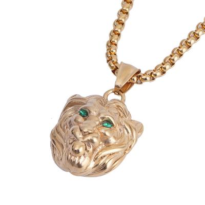 China European and American hot sale lion diamond hiphop gold plated unisex animal pendant Hiphop main necklace men's hiphop hops for sale