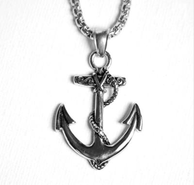 China Men's And Women's Style Stainless Steel Personalized Jewelry Pendant Necklace Anchor Hiphop Pirate Anchor European And American Fashion Pen for sale