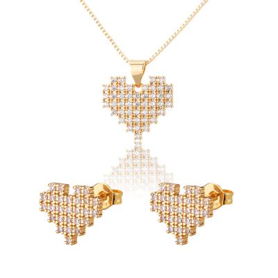 China Romantic Gift Valentine Heart Jewelry Sets Gold Plated Jewelry Sets For Women For Valentine Gift SL-JSC035 for sale